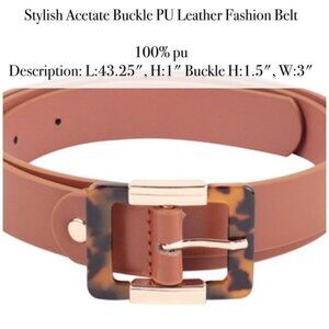 NWT TREND ALERT  STYLISH BELT ACRYLIC PU BUCKLE FAUX LEATHER FASHION BELT